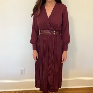 NWT Zara Maroon pleated dress